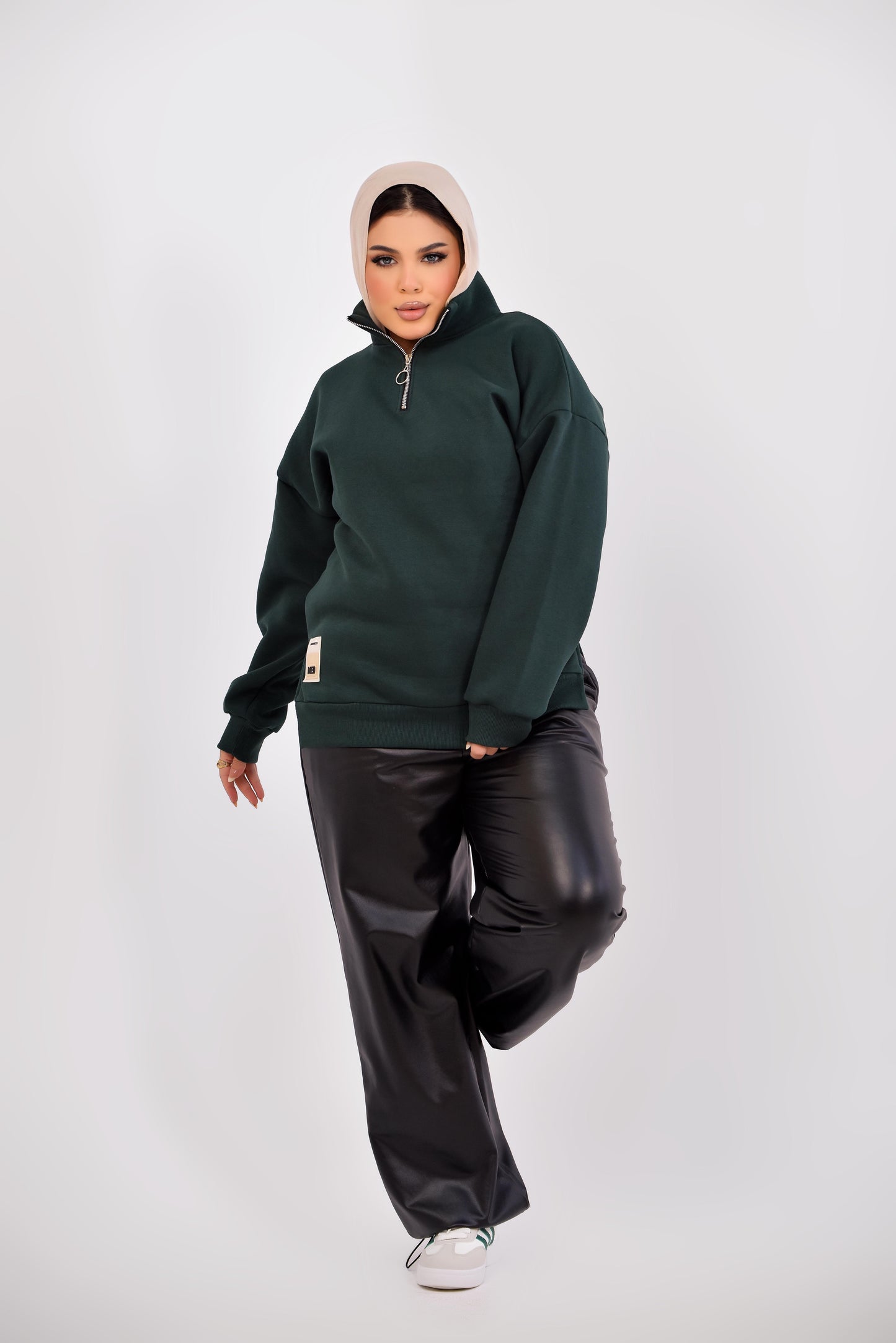 Luxe Relaxed Half-Zip Sweatshirt