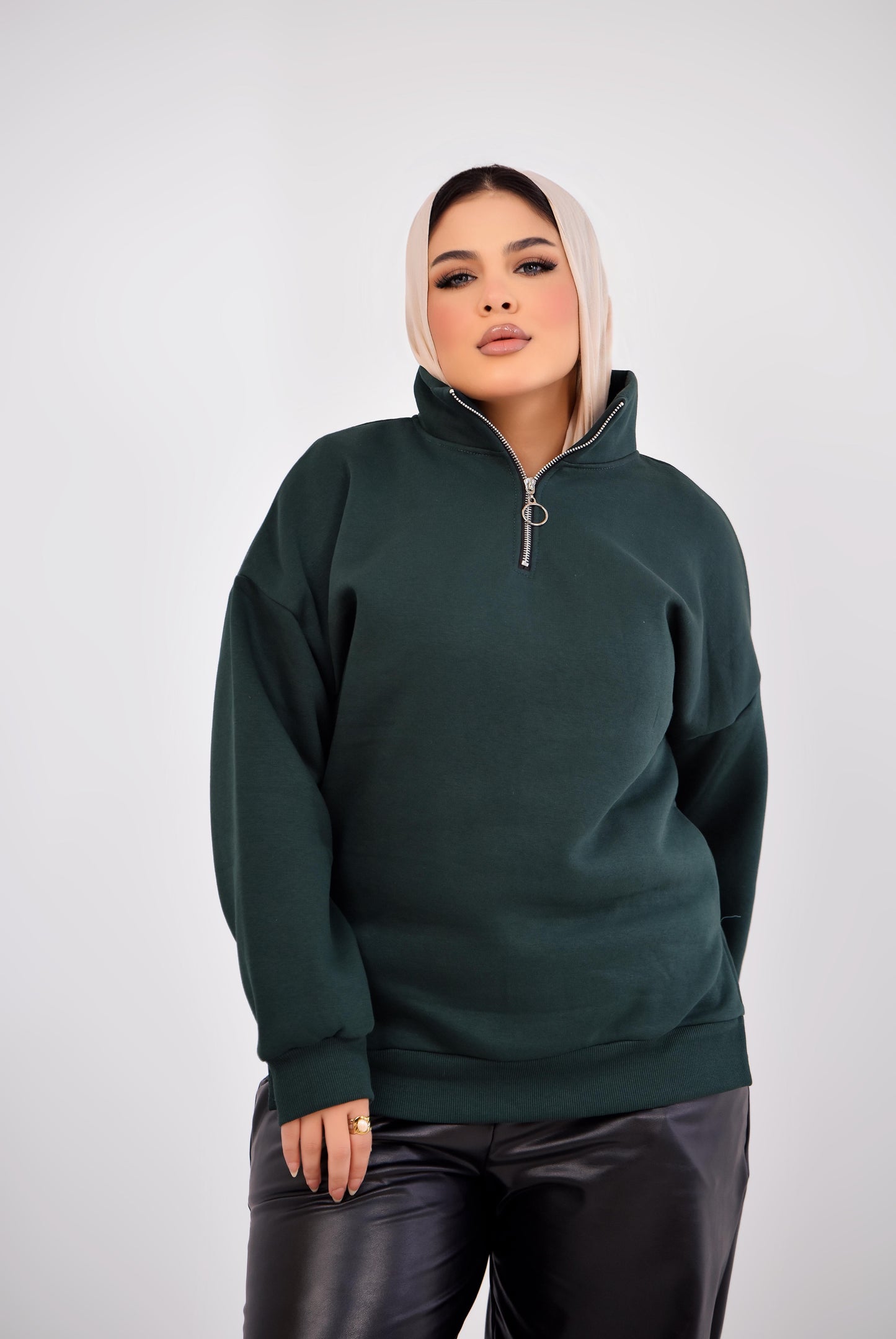 Luxe Relaxed Half-Zip Sweatshirt
