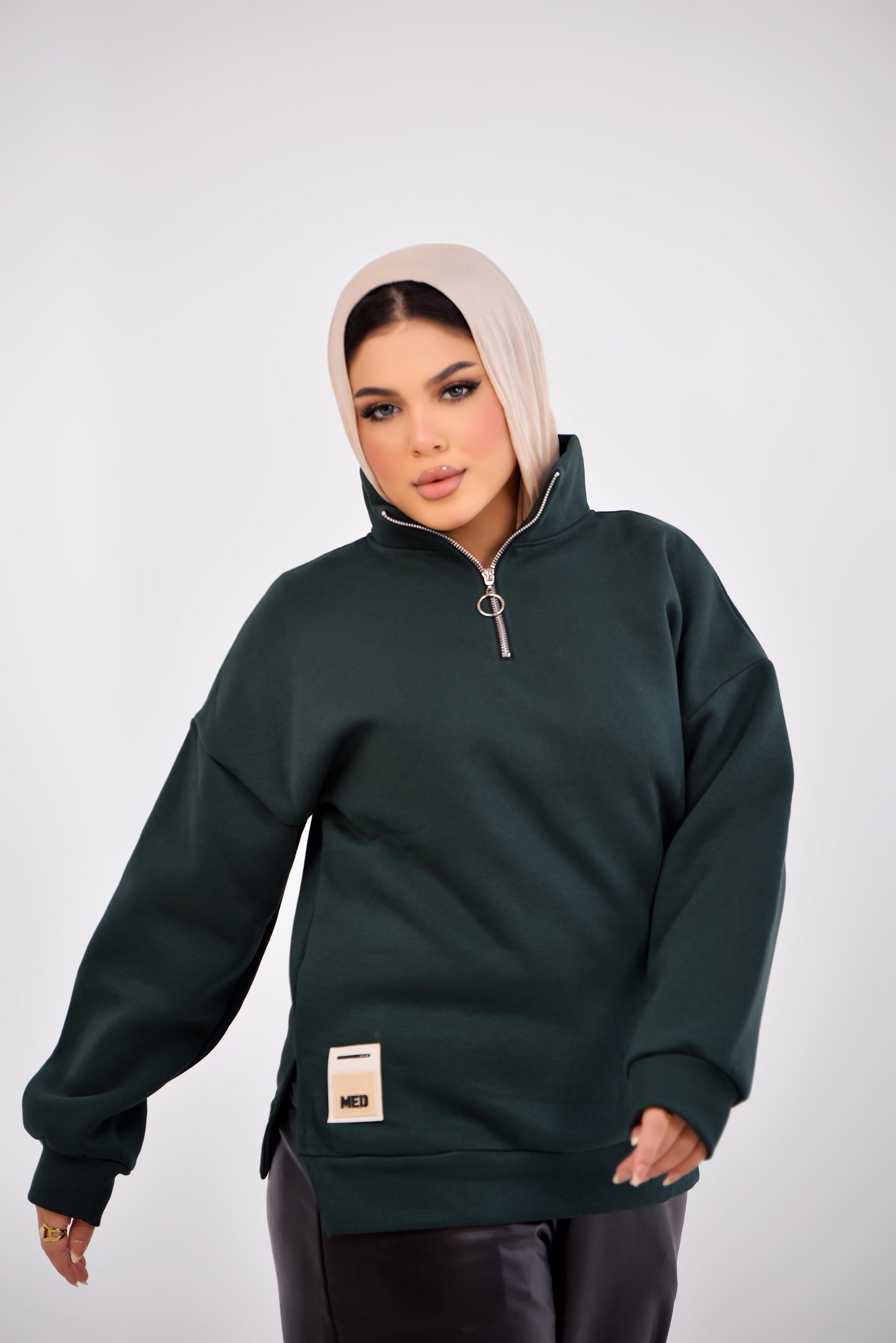 Luxe Relaxed Half-Zip Sweatshirt