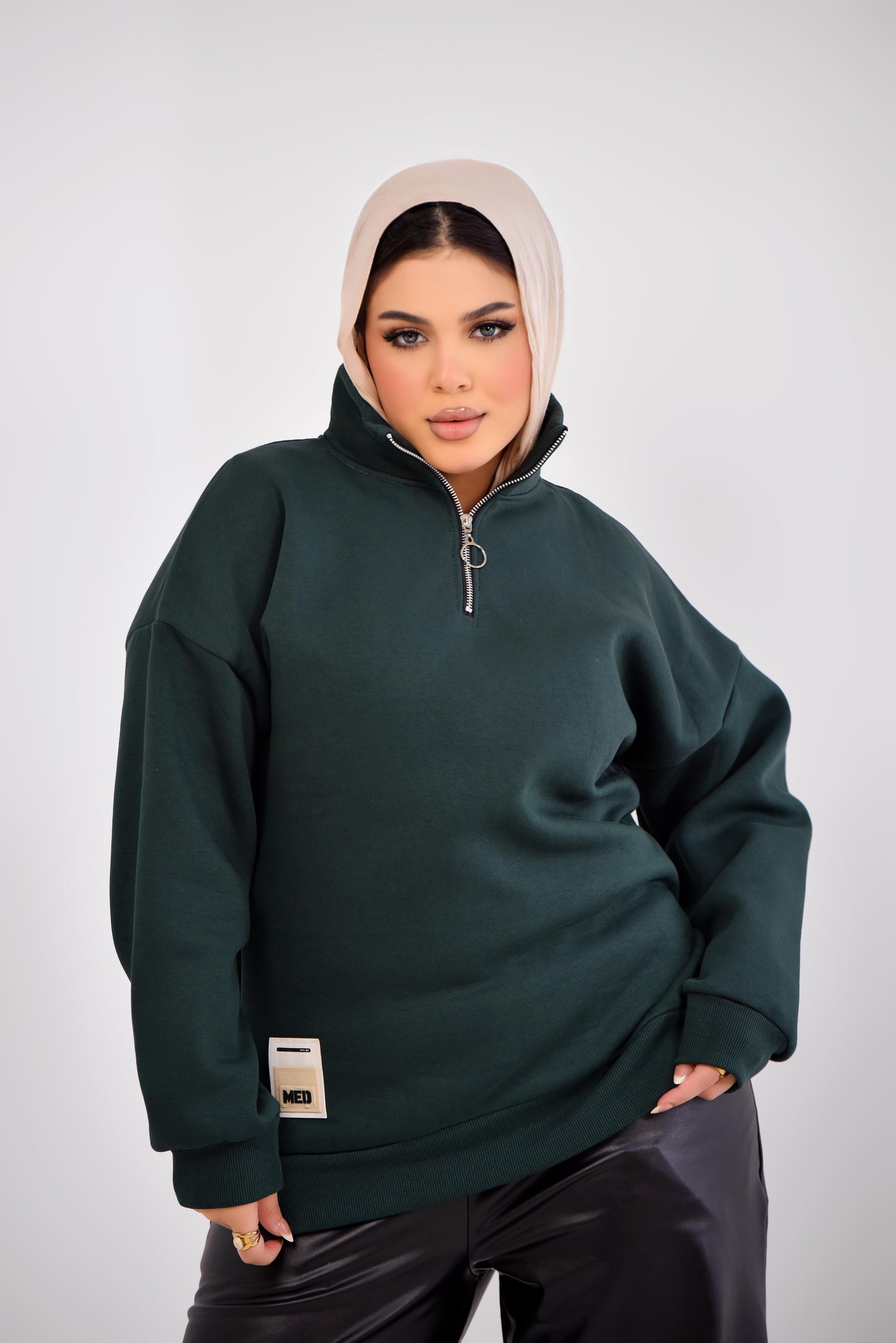 Luxe Relaxed Half-Zip Sweatshirt