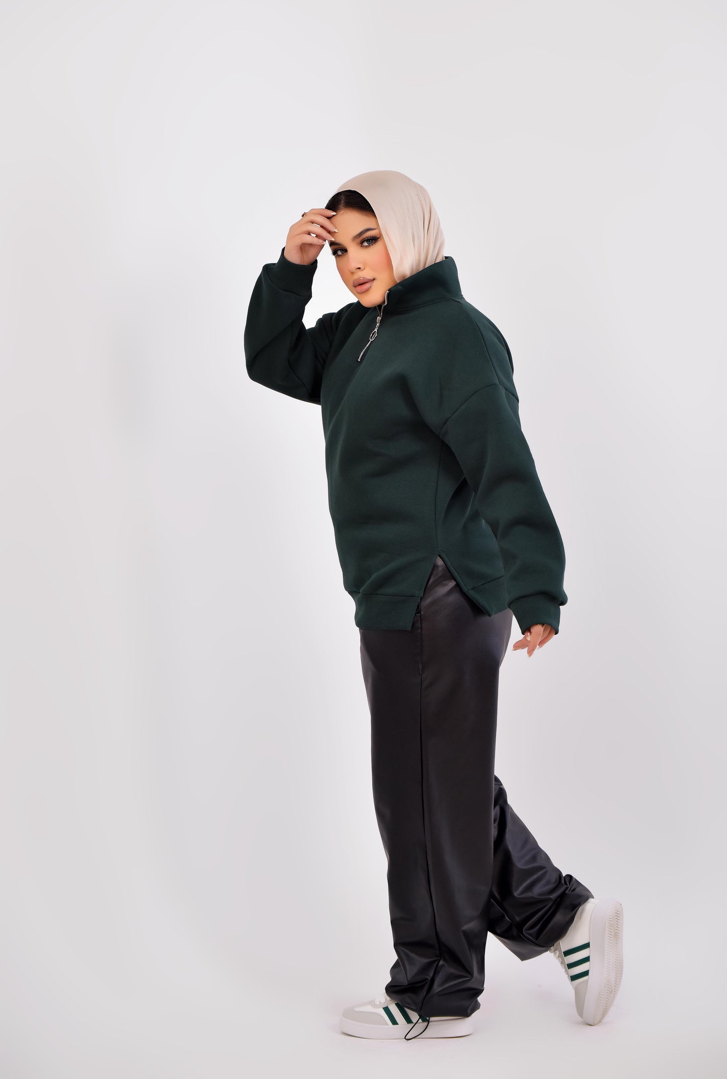 Luxe Relaxed Half-Zip Sweatshirt