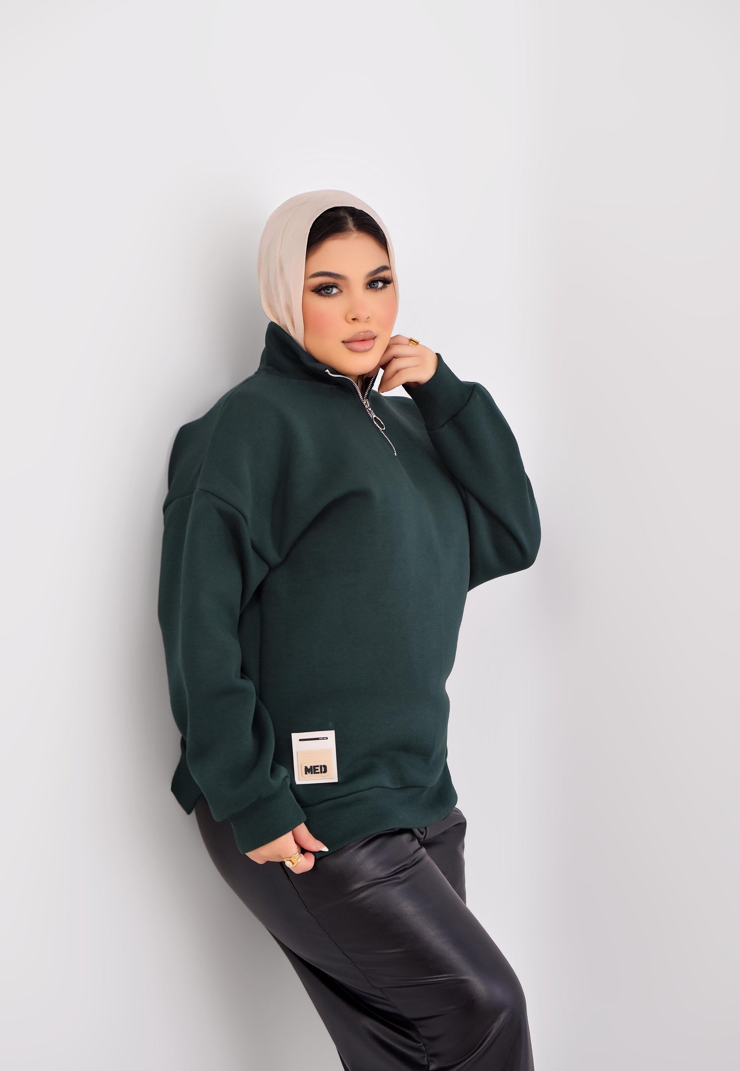 Luxe Relaxed Half-Zip Sweatshirt