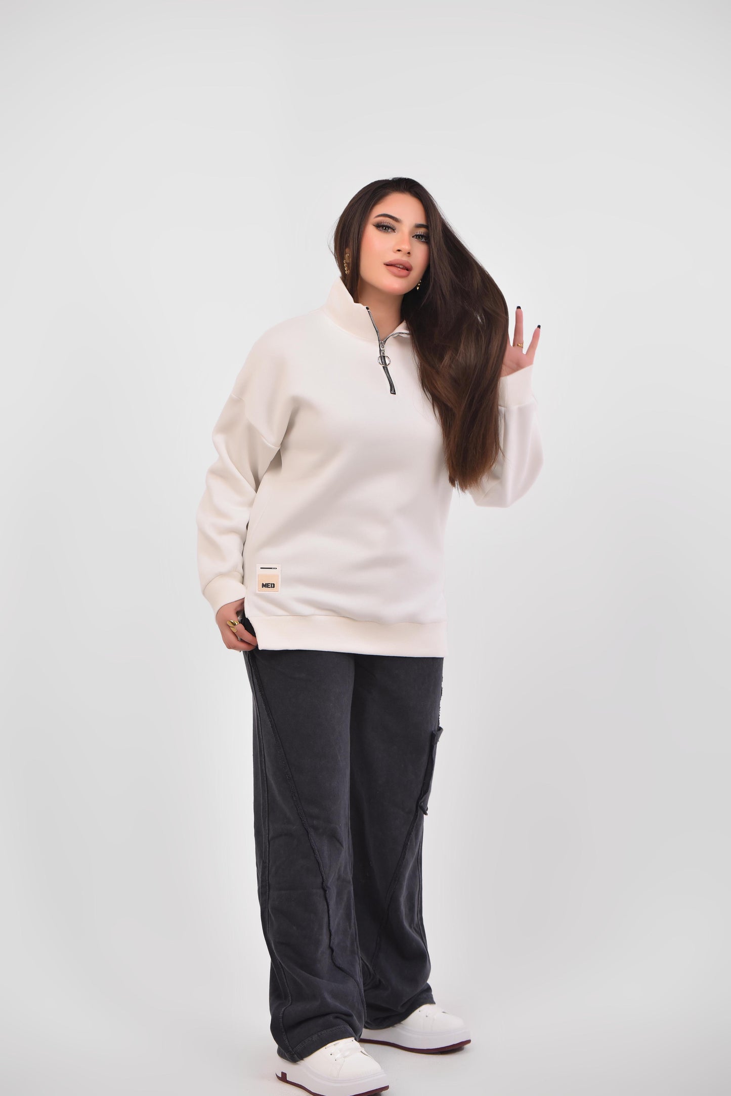 Luxe Relaxed Half-Zip Sweatshirt