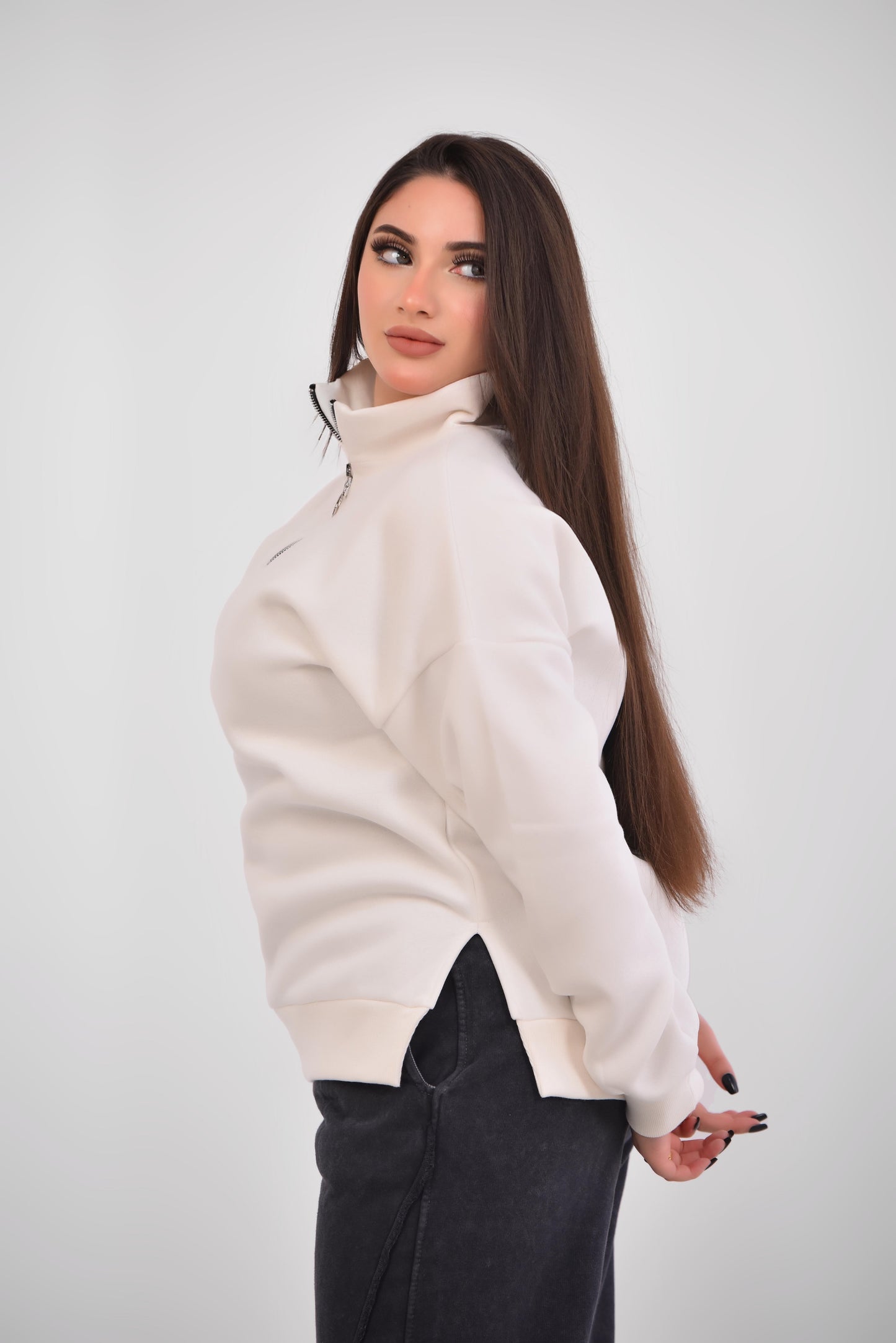 Luxe Relaxed Half-Zip Sweatshirt