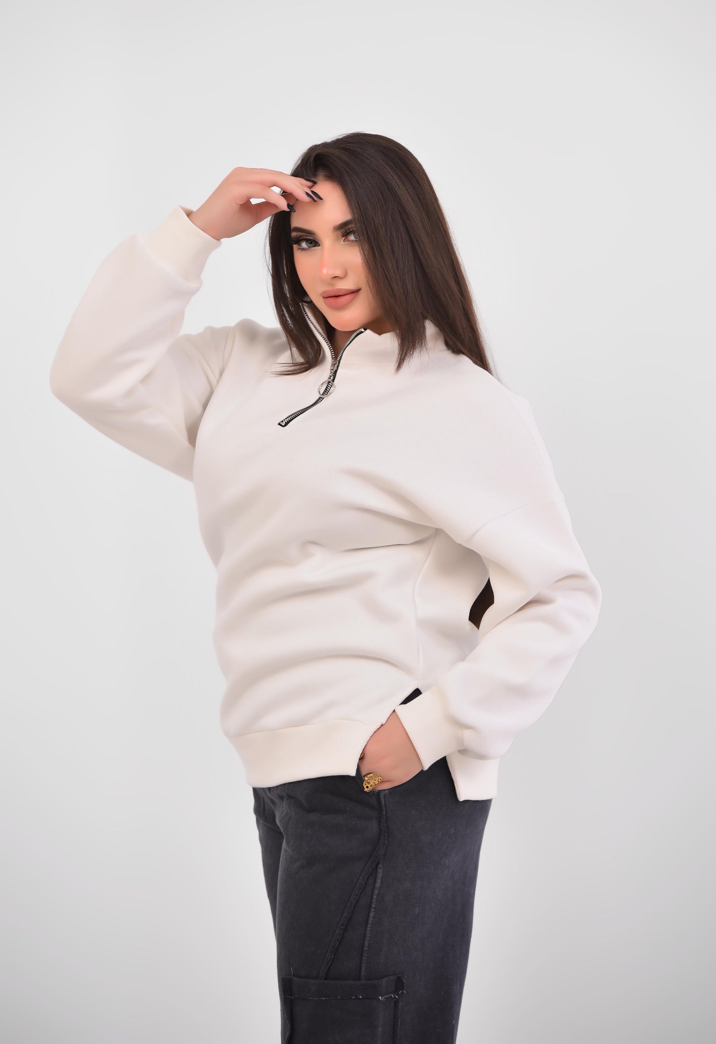 Luxe Relaxed Half-Zip Sweatshirt