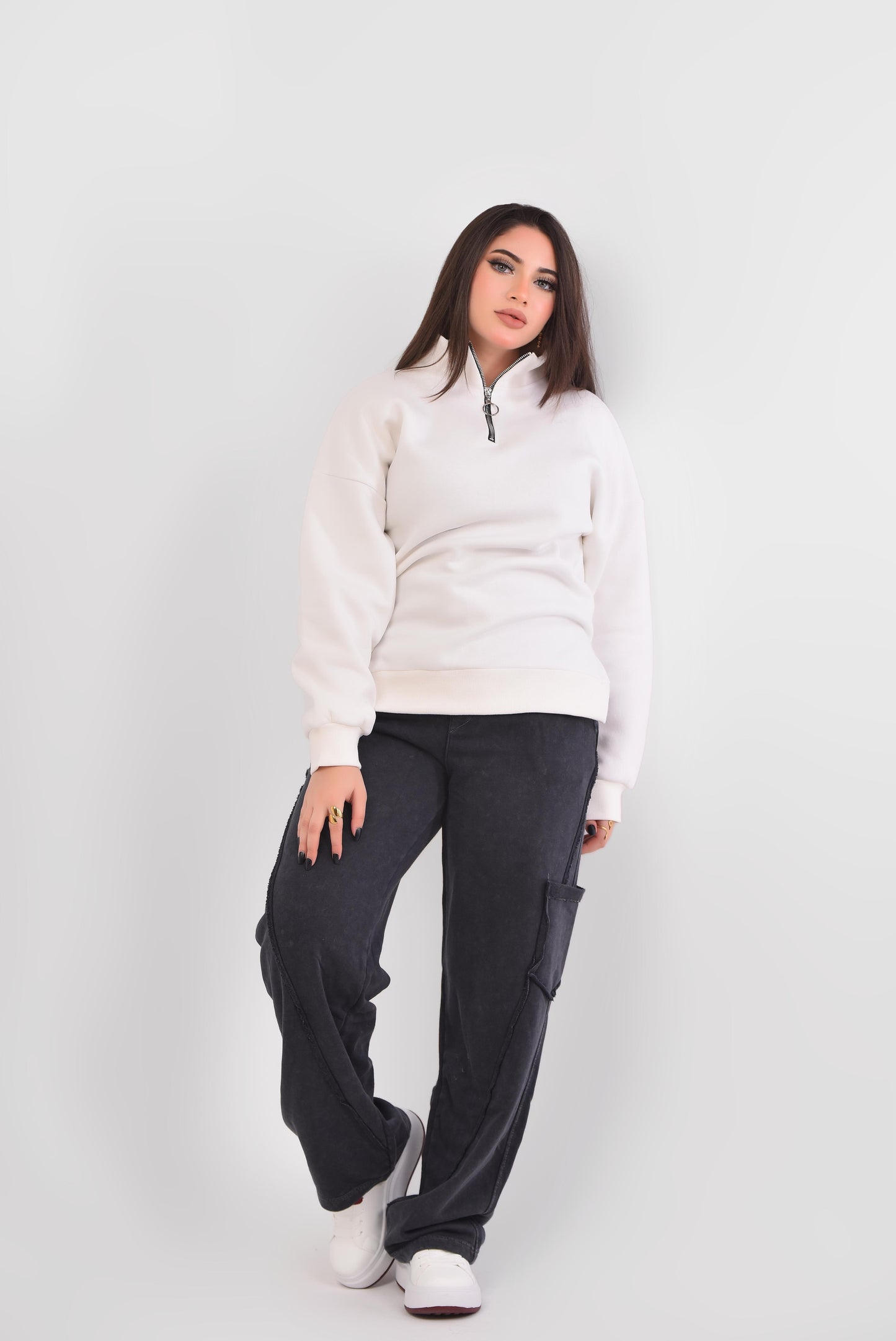 Luxe Relaxed Half-Zip Sweatshirt
