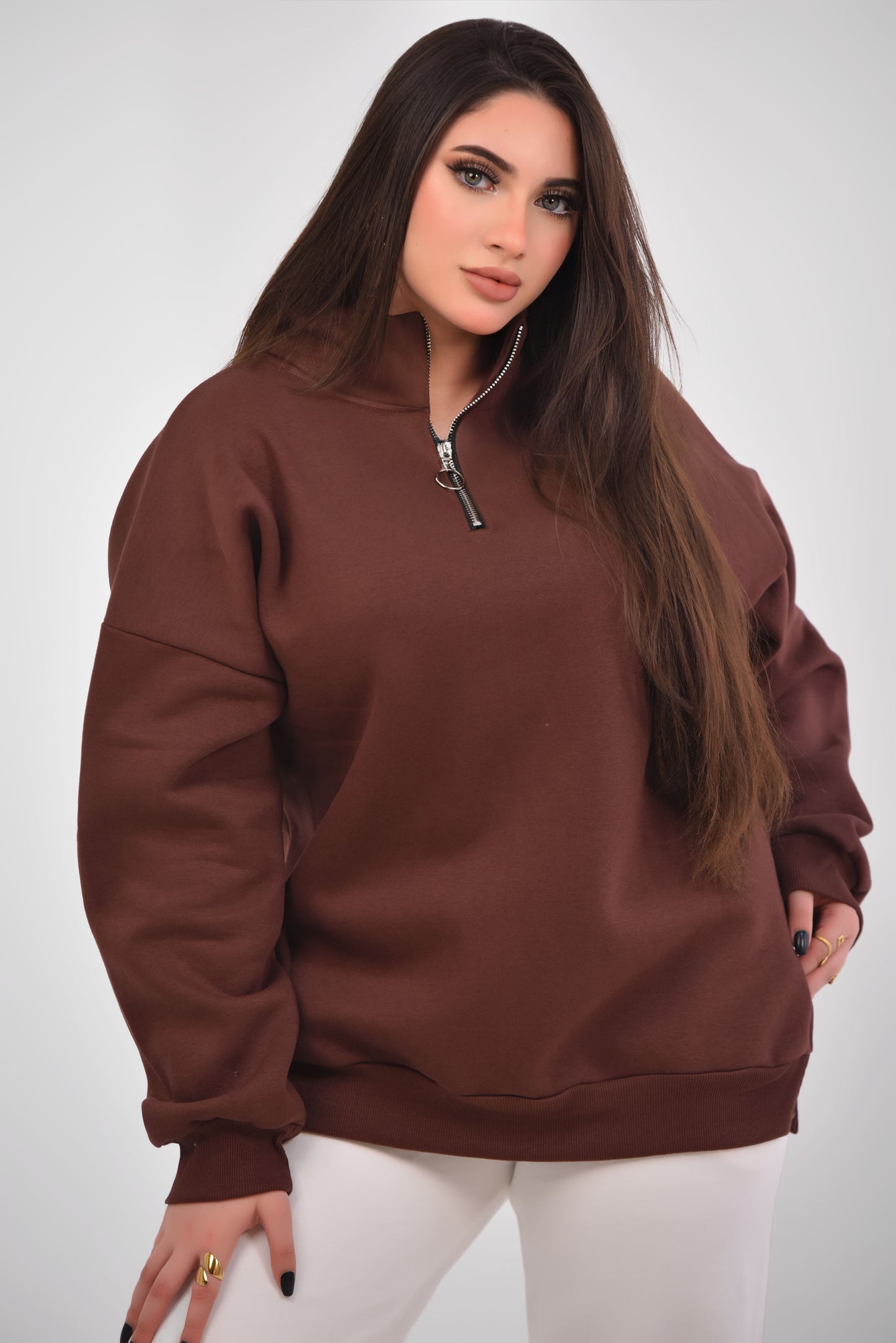 Luxe Relaxed Half-Zip Sweatshirt
