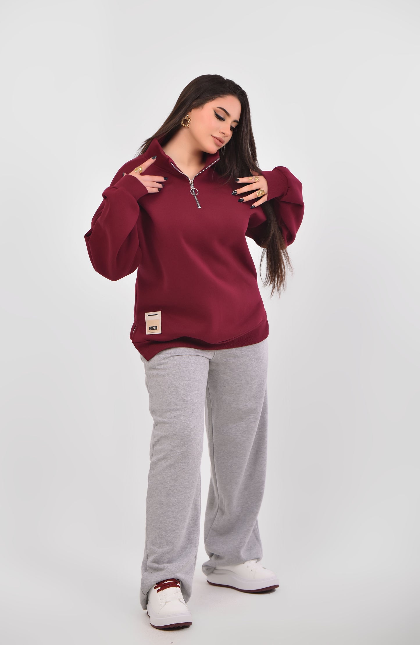 Luxe Relaxed Half-Zip Sweatshirt