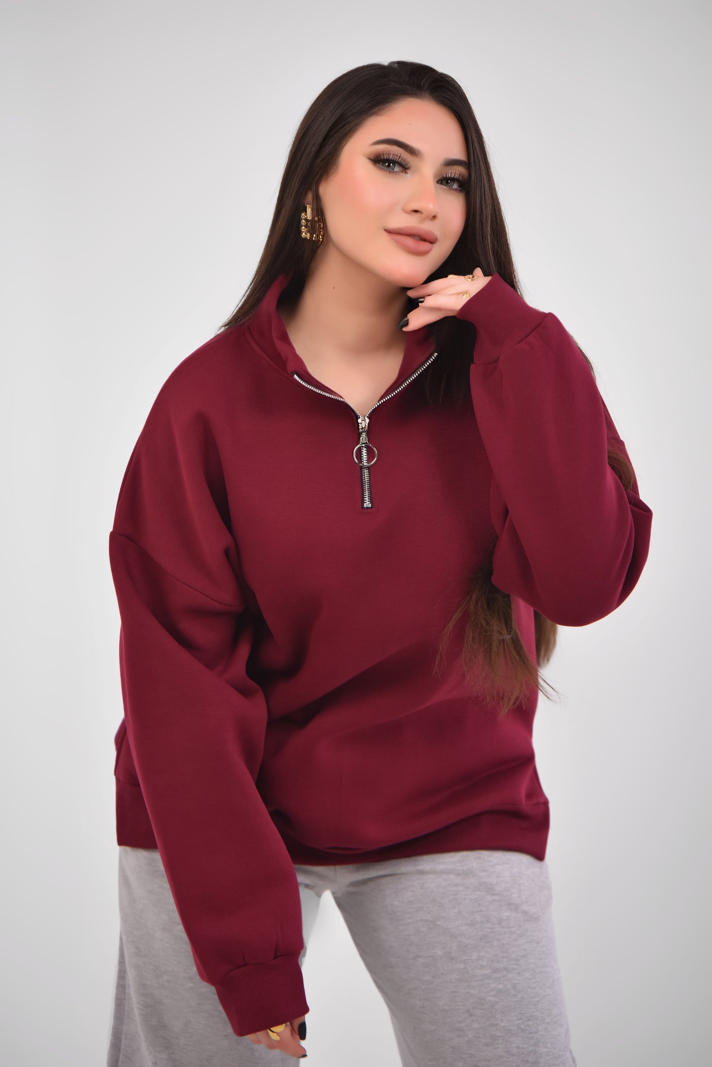 Luxe Relaxed Half-Zip Sweatshirt